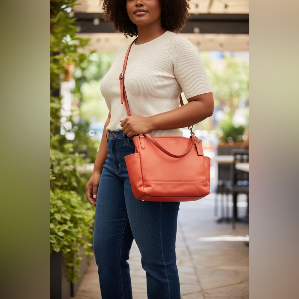 Coach Legacy Large Coral Leather Crossbody for Work, Travel or Baby Bag 26353